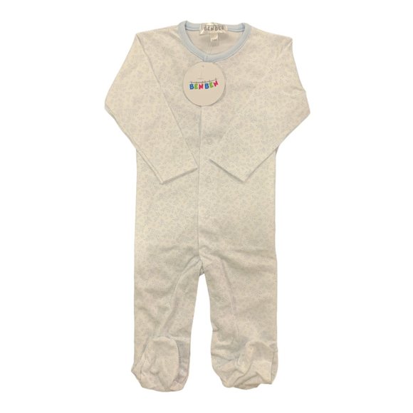 Benben Footie Blue Floral - Pima Cotton - Picture 1 of 3